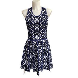 Parker Kaitlyn Knit Dress Fit&Flare‎ Sleeveless Size Large geometric print
